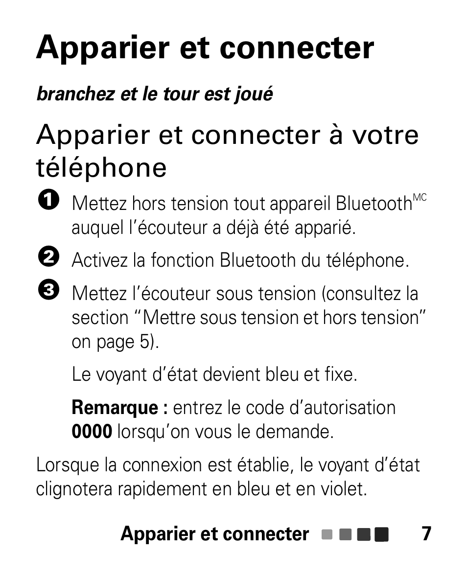 Apparier et connecter, Apparier et connecter à votre téléphone | Motorola HK100 Headset HK100 User Manual | Page 91 / 128