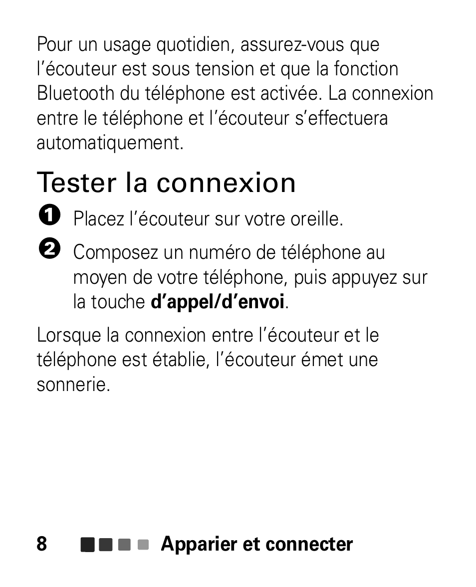 Tester la connexion | Motorola HK100 Headset HK100 User Manual | Page 92 / 128