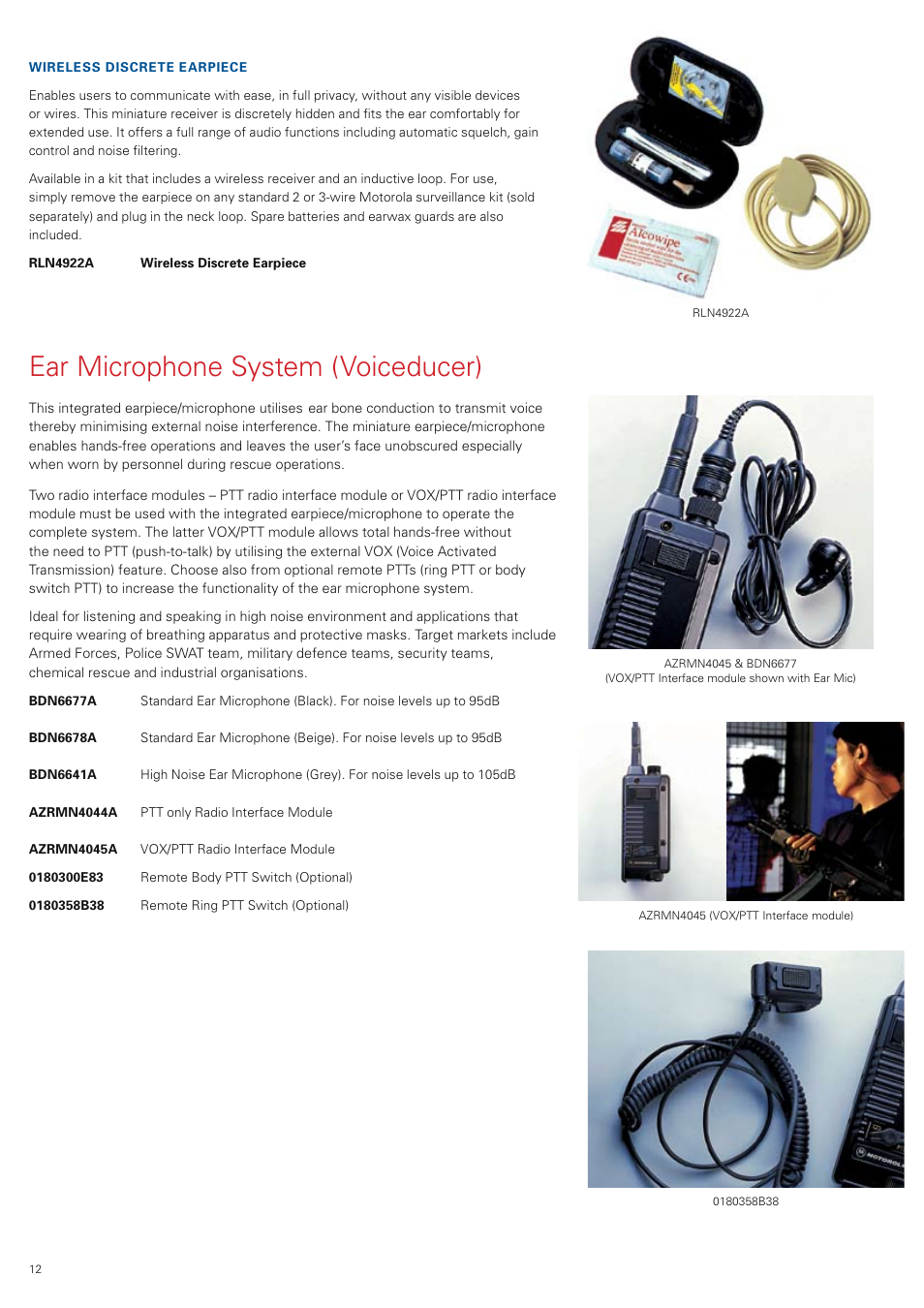 Ear microphone system (voiceducer) | Motorola ENLN4104 User Manual | Page 13 / 16