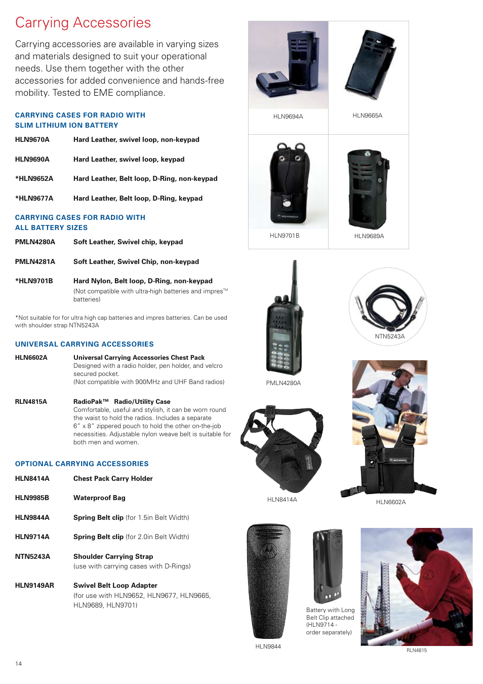 Carrying accessories | Motorola ENLN4104 User Manual | Page 15 / 16