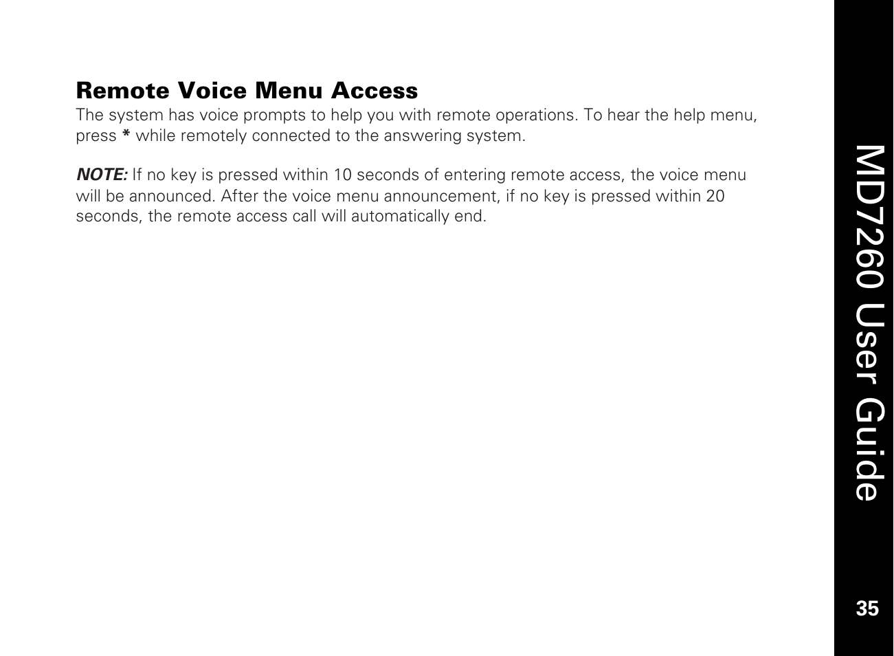 Remote voice menu access, Md7260 user guide | Motorola MD7260 User Manual | Page 47 / 58