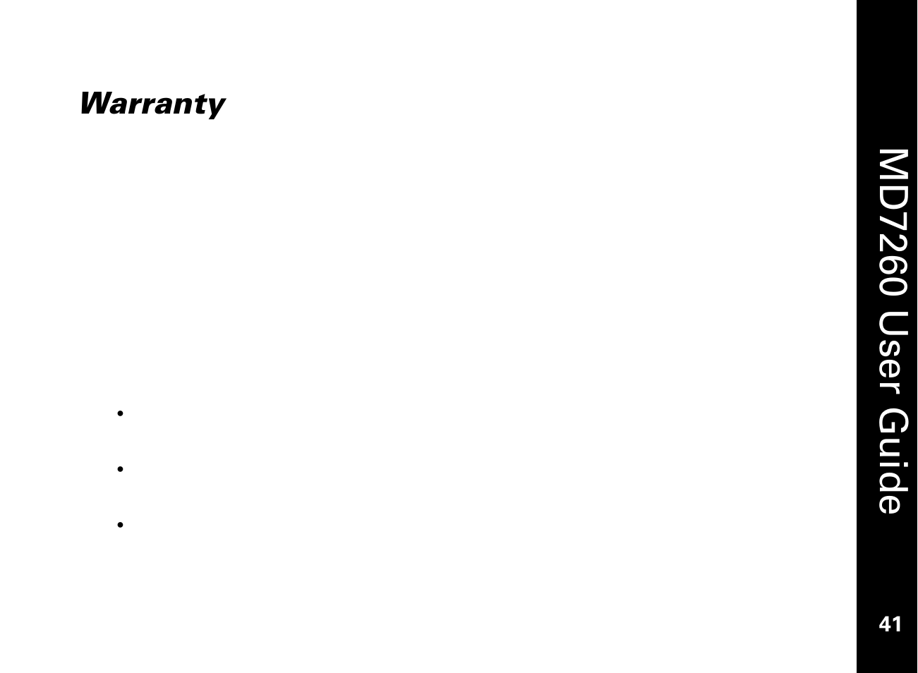 Warranty, Md7260 user guide | Motorola MD7260 User Manual | Page 53 / 58