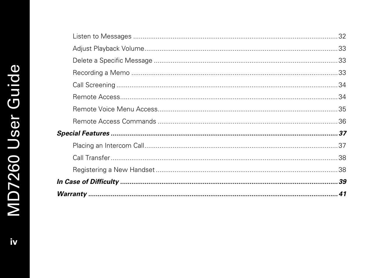 Md7260 user guide | Motorola MD7260 User Manual | Page 6 / 58
