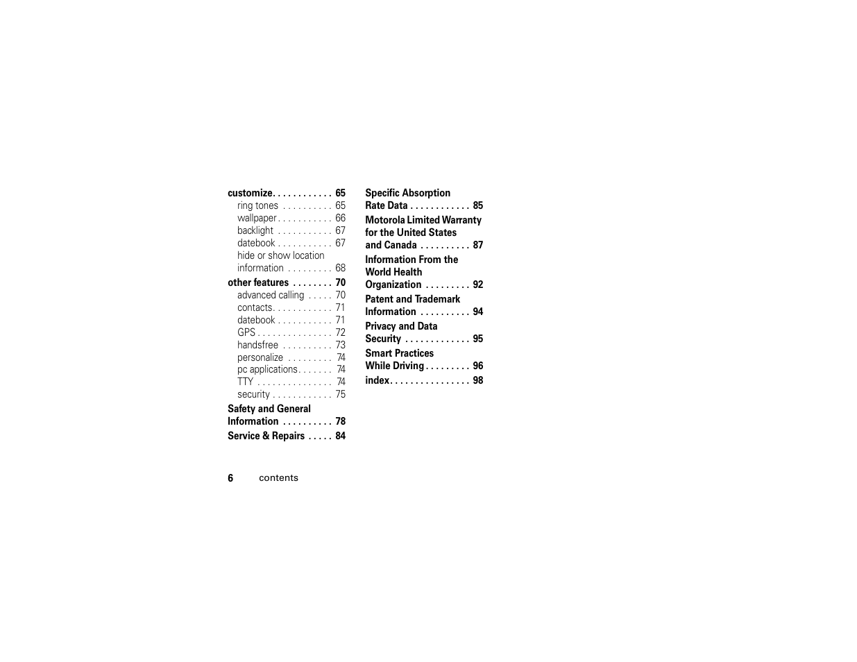 Motorola i365IS Phone User Manual | Page 12 / 108