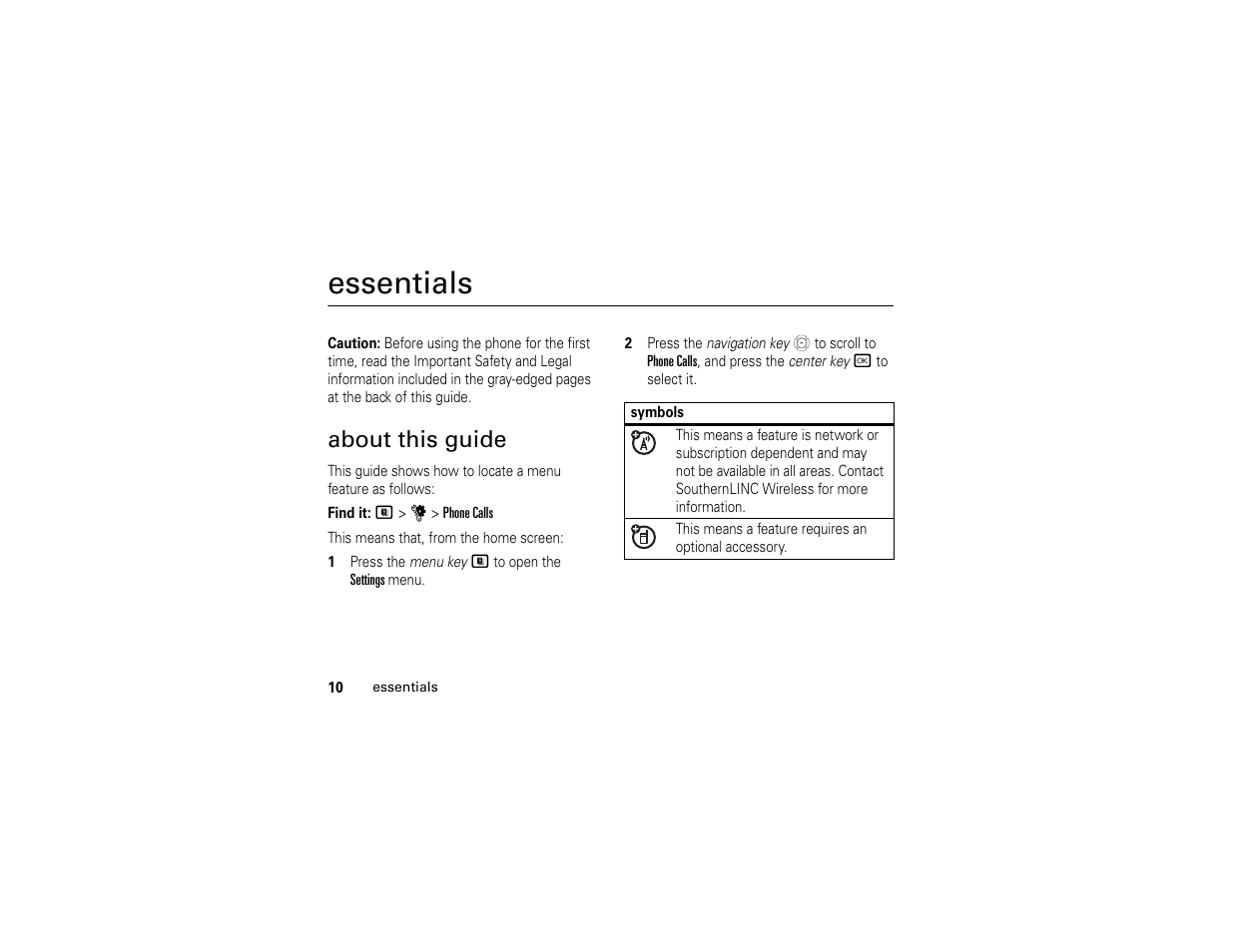Essentials, About this guide | Motorola i365IS Phone User Manual | Page 16 / 108