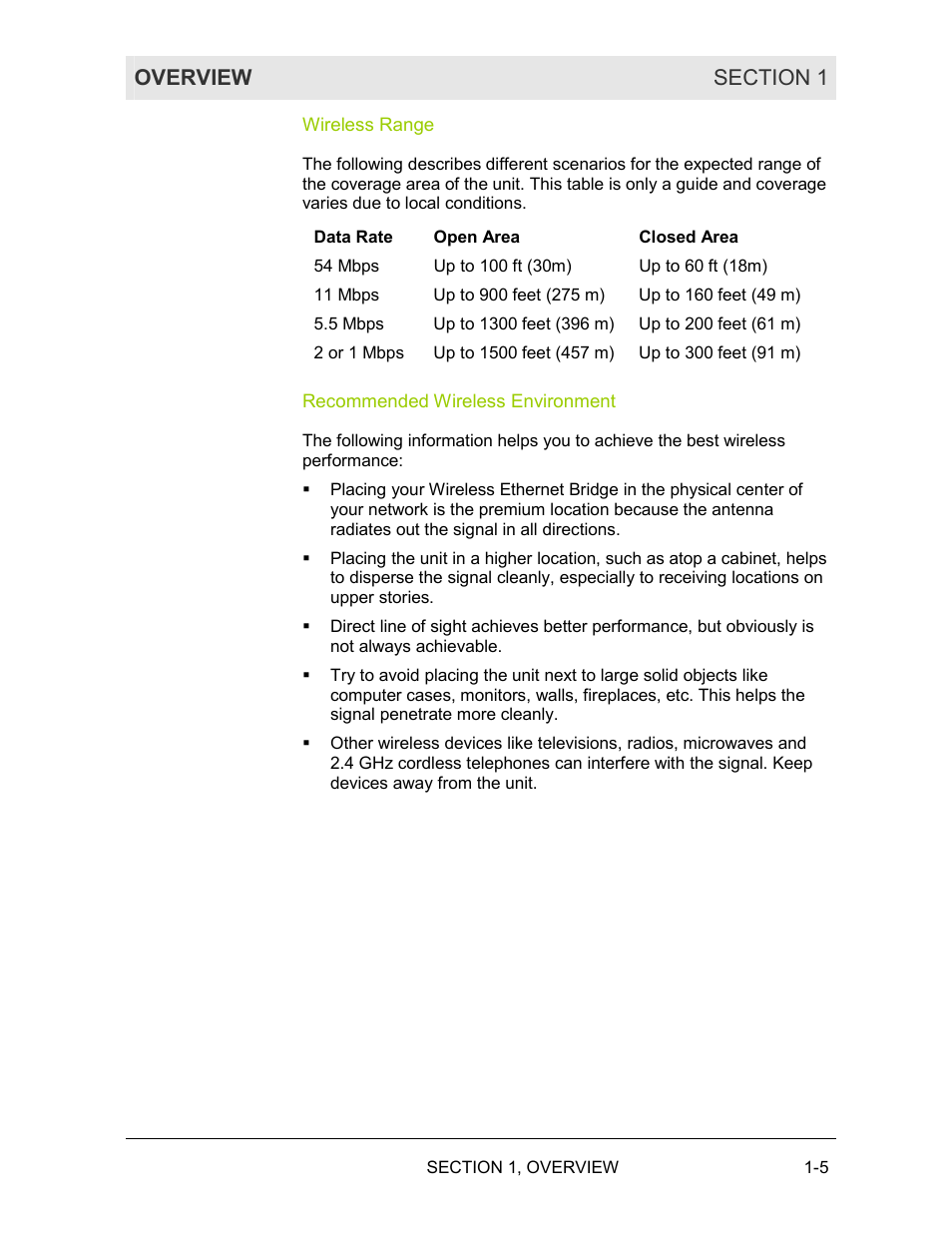 Wireless range, Recommended wireless environment | Motorola WE800G User Manual | Page 10 / 71