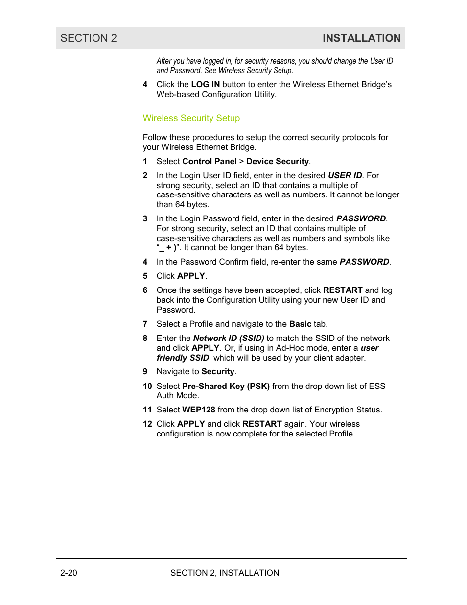 Wireless security setup | Motorola WE800G User Manual | Page 37 / 71