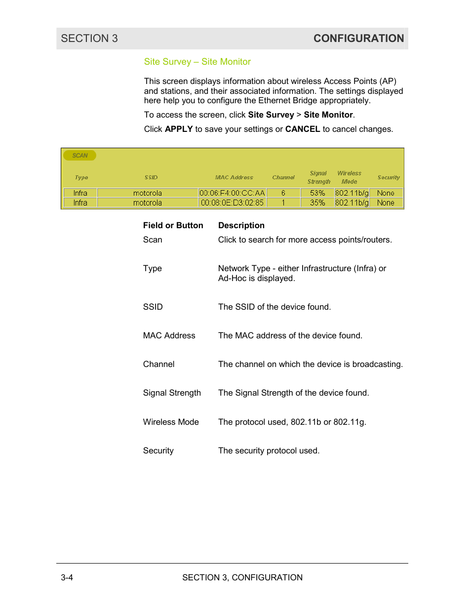 Site survey – site monitor | Motorola WE800G User Manual | Page 41 / 71