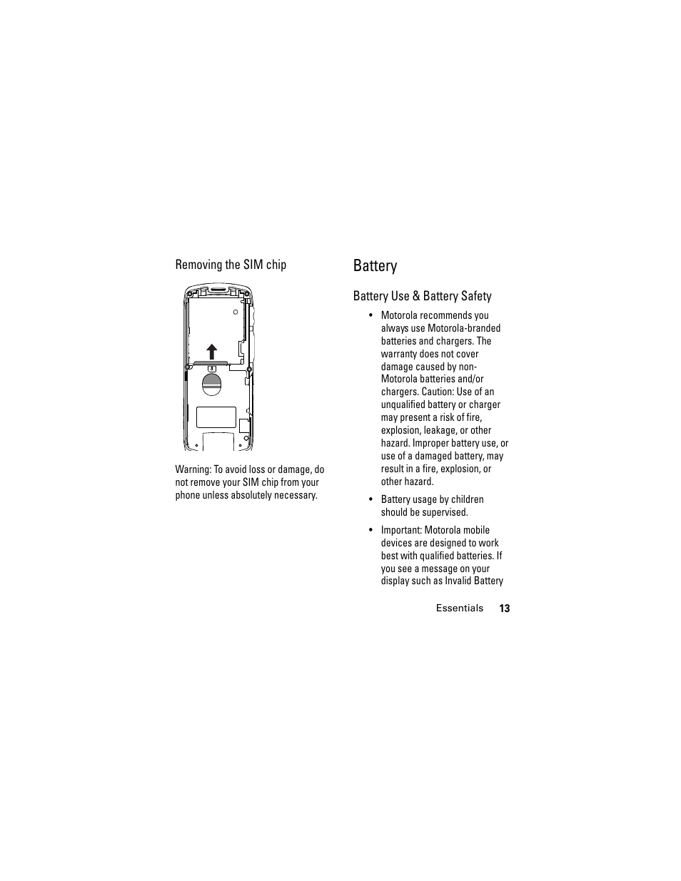 Battery | Motorola i335 User Manual | Page 17 / 99