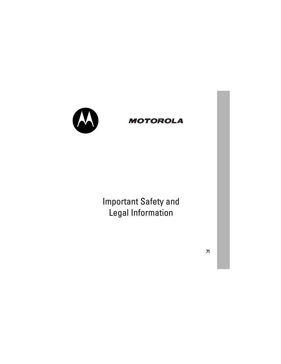 Important safety and legal information | Motorola i335 User Manual | Page 75 / 99