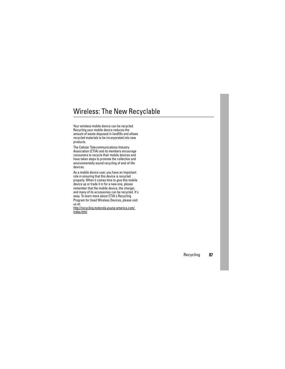 Wireless: the new recyclable | Motorola i335 User Manual | Page 91 / 99