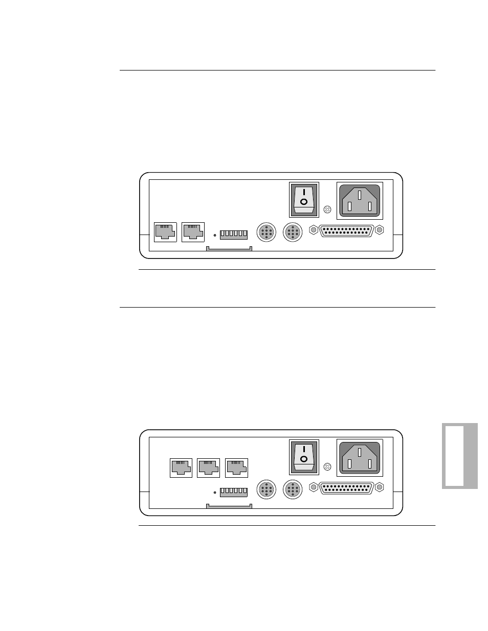 2head - 3260 dial only modem, 3260 dial only modem, C-13 | 3261 modem rear view (leased line, dial restoral), 3260 modem rear panel (dial only) | Motorola 326X V.34 User Manual | Page 193 / 240