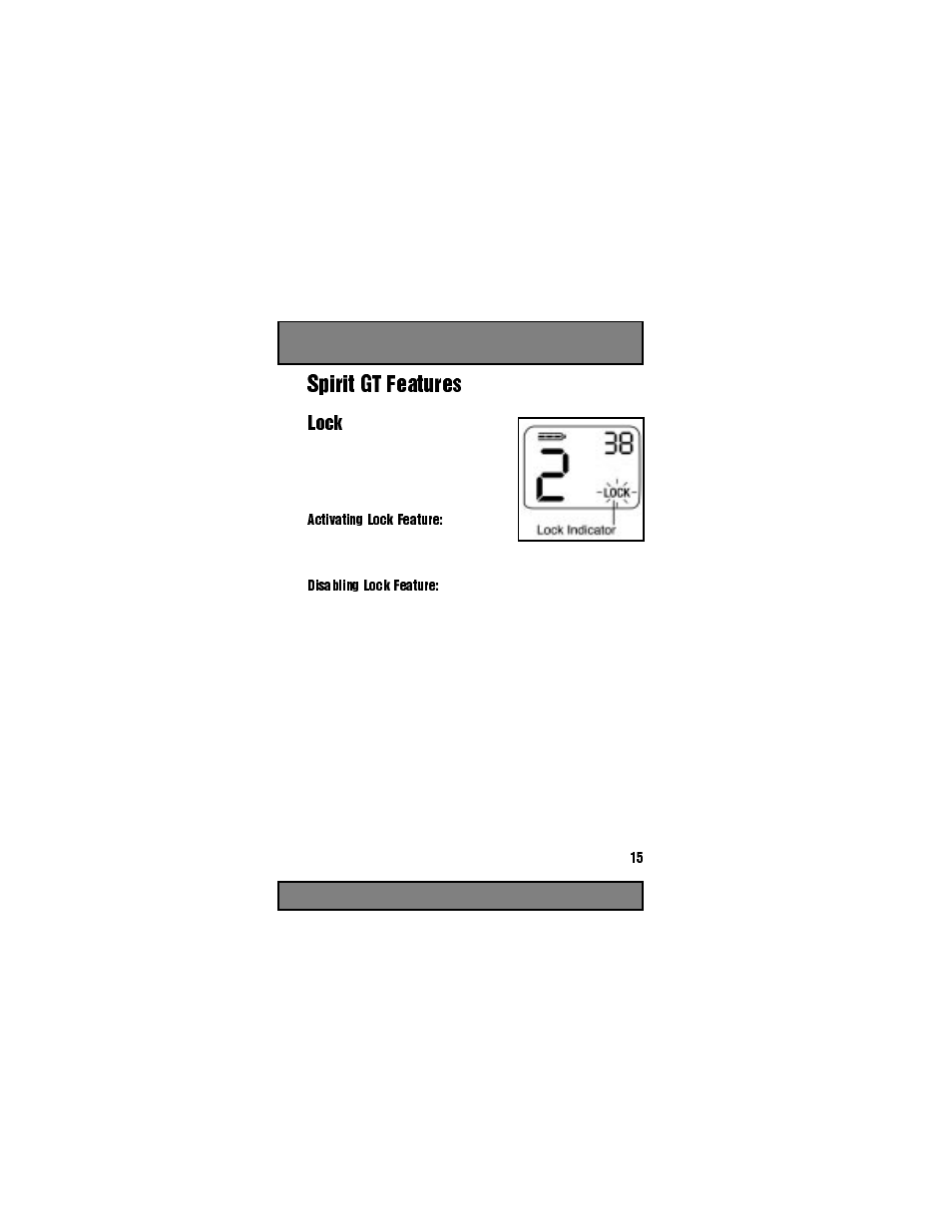 Spirit gt features, Lock, Activating lock feature | Disabling lock feature, Figure 19 | Motorola 6880906Z72-O User Manual | Page 17 / 36