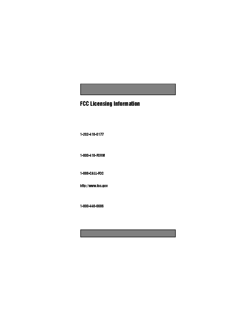 Fcc licensing information, Fax-on-demand system at, 800-418-form | 888-call-fcc, Http://www.fcc.gov | Motorola 6880906Z72-O User Manual | Page 2 / 36