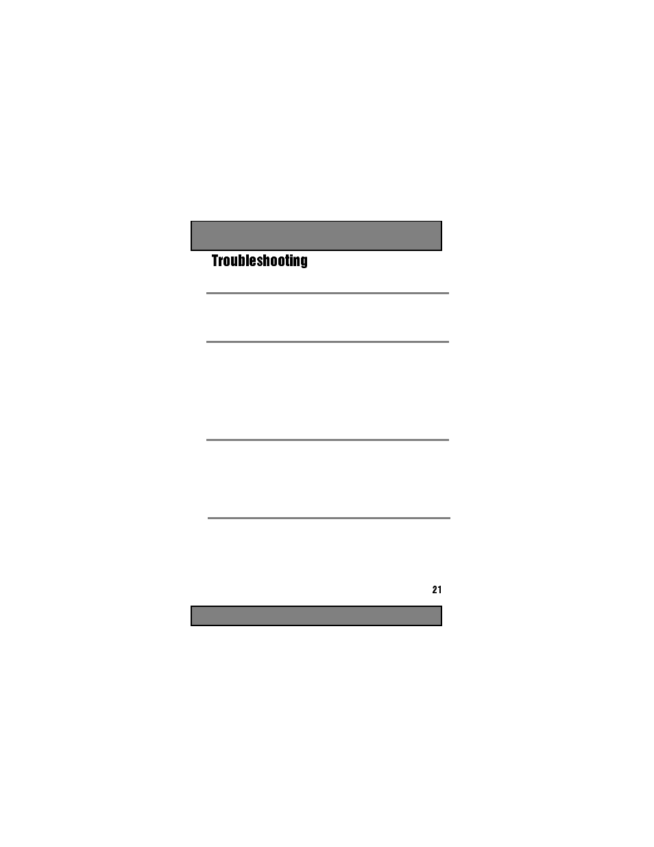 No power, Message not transmitted, Message not received | Hearing other noise or conversation on a channel, Limited talk range, Recharge or replace nimh battery, Reposition, replace or charge battery, Make sure volume is turned up, Troubleshooting, 7urxeohvkrrwlqj | Motorola 6880906Z72-O User Manual | Page 23 / 36