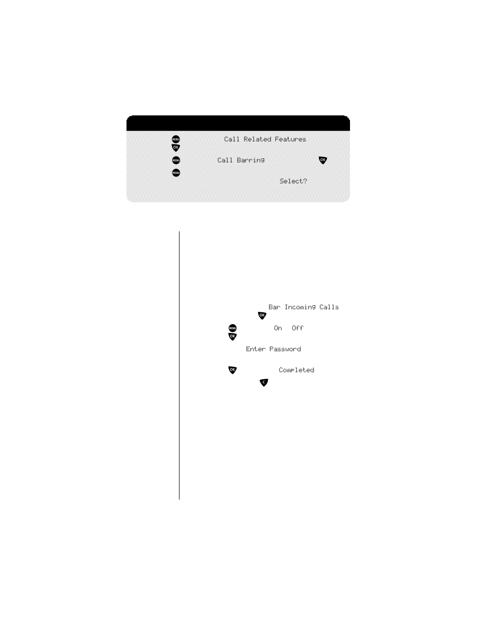 Bar incoming calls, 2-3: getting to call barring | Motorola 9500 User Manual | Page 120 / 226