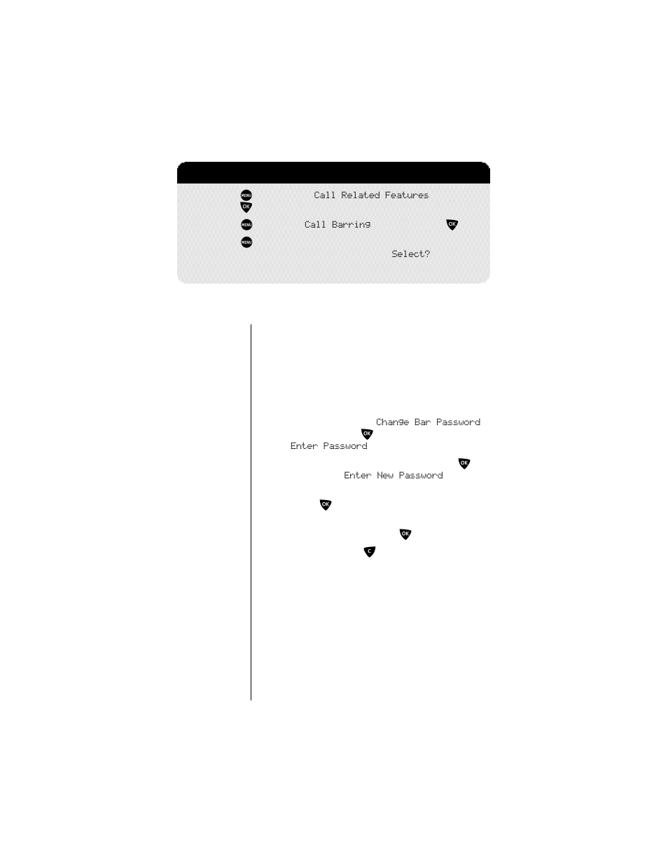 Change bar password, 2-3: getting to call barring | Motorola 9500 User Manual | Page 122 / 226