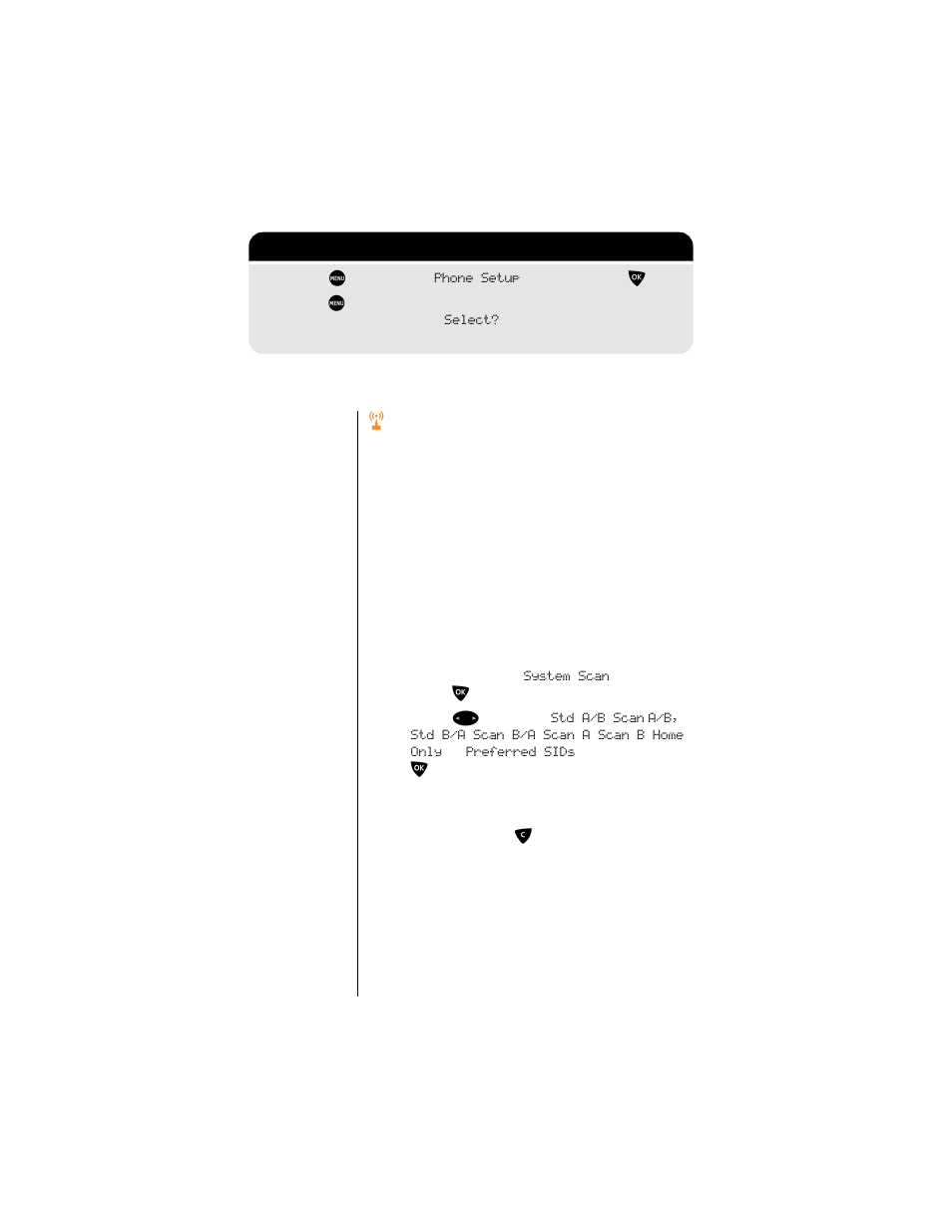 R system scan, Select a system scan method, System scan | 2: getting to phone setup | Motorola 9500 User Manual | Page 160 / 226