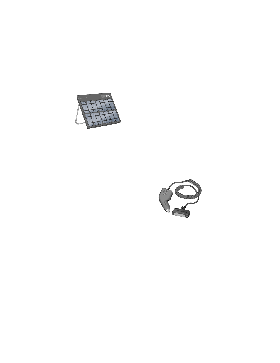 Solar charger, Auto accessory adapter | Motorola 9500 User Manual | Page 25 / 226