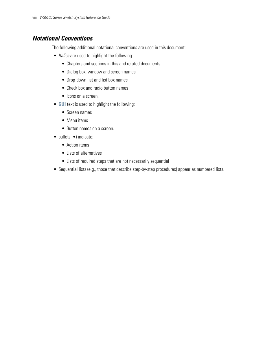 Notational conventions | Motorola Series Switch WS5100 User Manual | Page 10 / 364