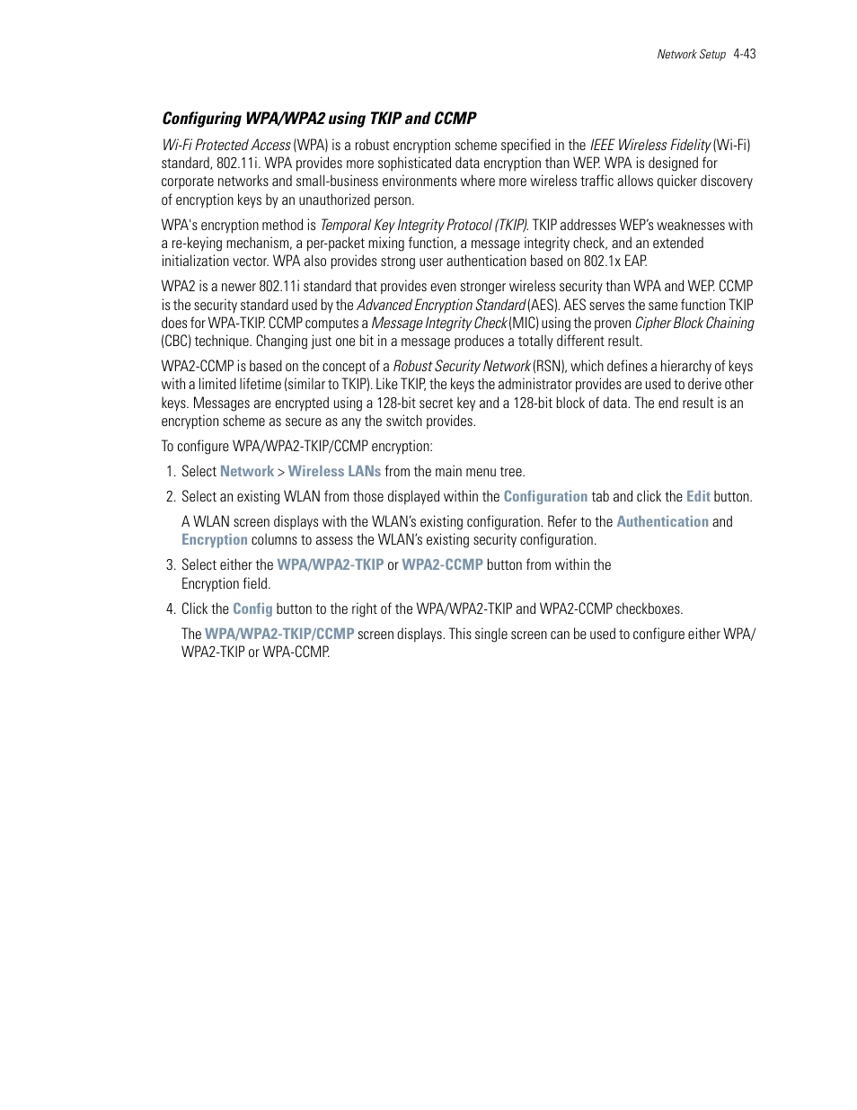 Configuring wpa/wpa2 using tkip and | Motorola Series Switch WS5100 User Manual | Page 117 / 364