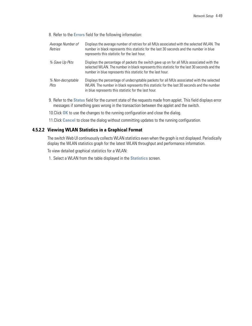 2 viewing wlan statistics in a graphical format | Motorola Series Switch WS5100 User Manual | Page 123 / 364