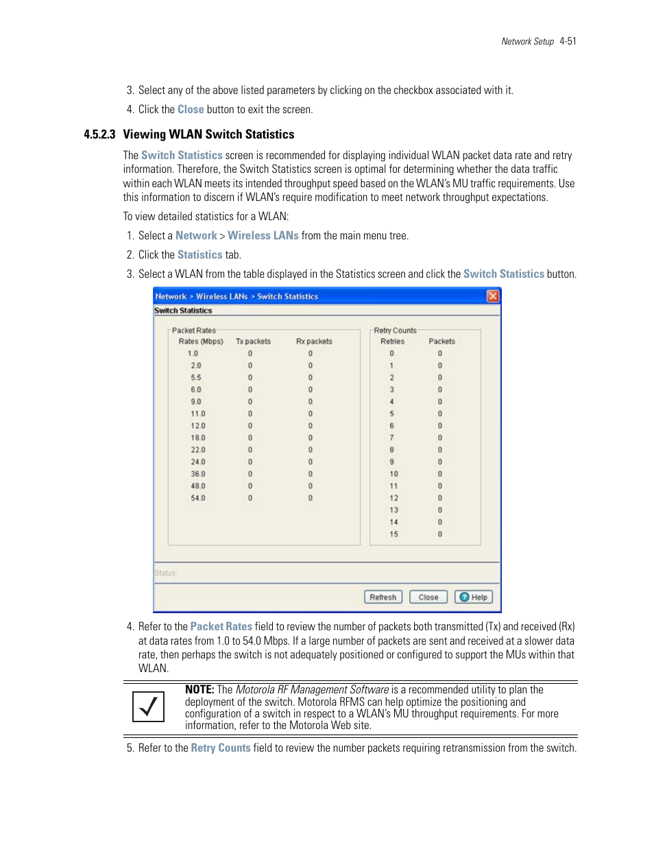 3 viewing wlan switch statistics | Motorola Series Switch WS5100 User Manual | Page 125 / 364