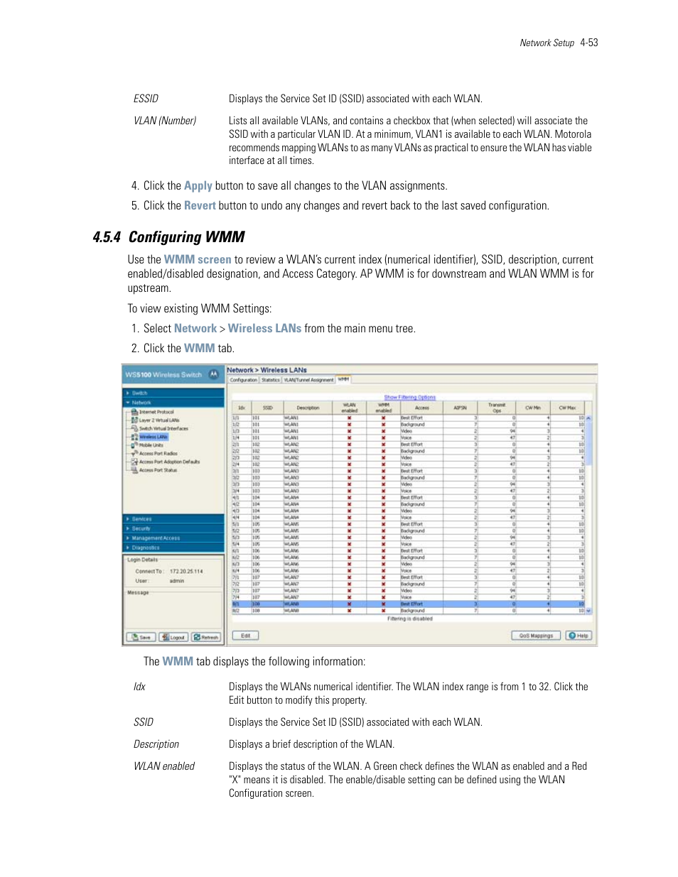 4 configuring wmm, 4 configuring wmm -53, Configuring wmm | Motorola Series Switch WS5100 User Manual | Page 127 / 364