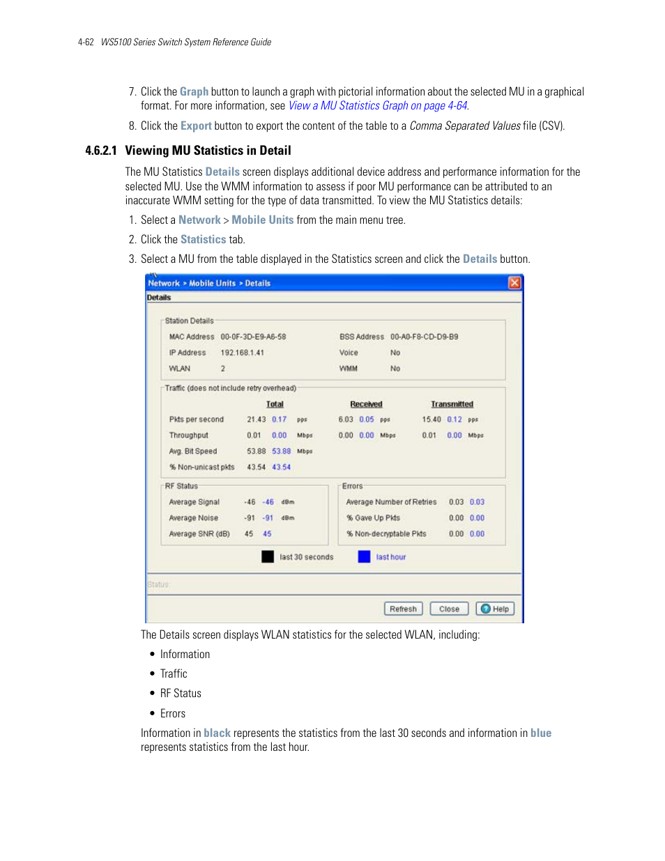 1 viewing mu statistics in detail | Motorola Series Switch WS5100 User Manual | Page 136 / 364