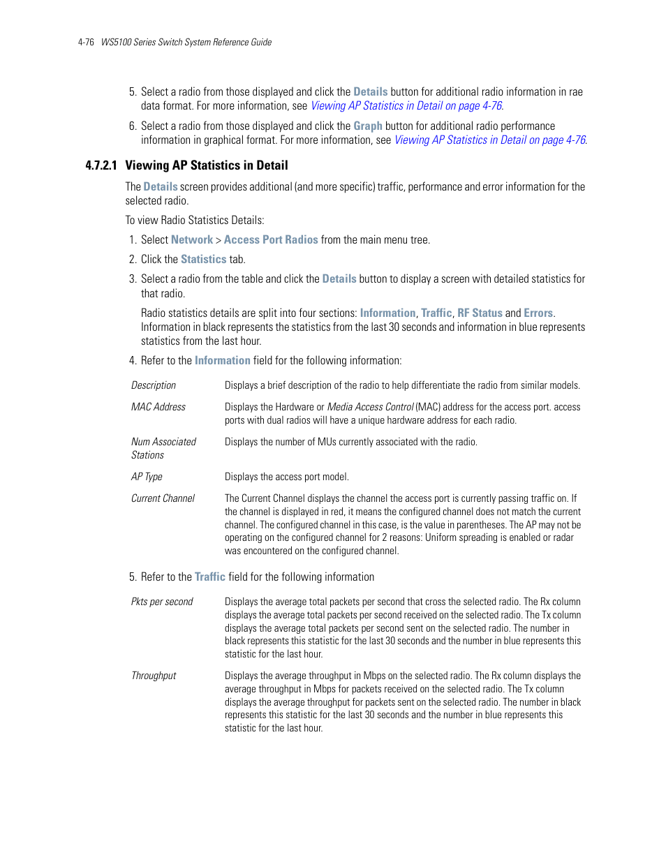 1 viewing ap statistics in detail | Motorola Series Switch WS5100 User Manual | Page 150 / 364