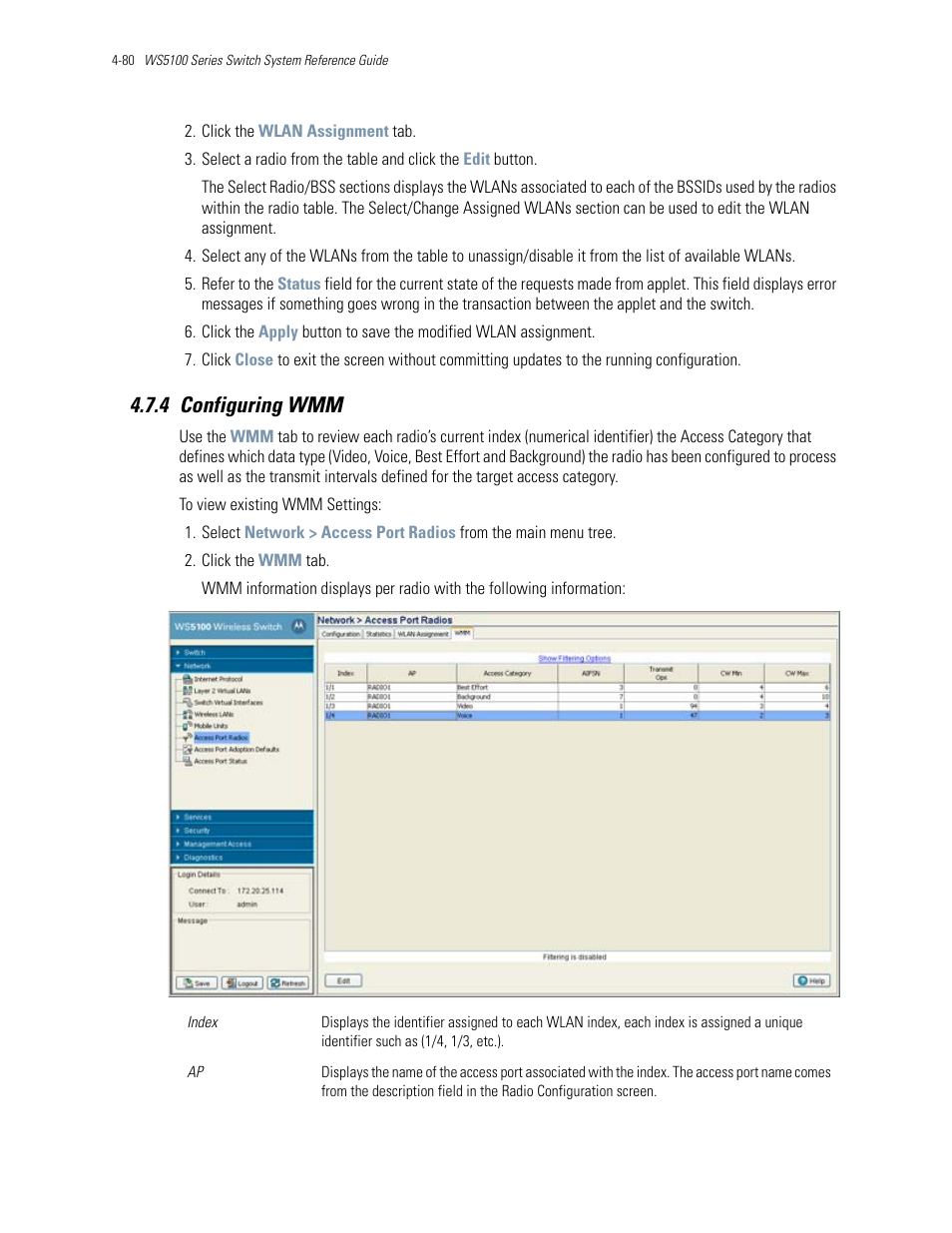 4 configuring wmm, 4 configuring wmm -80, Configuring wmm | Motorola Series Switch WS5100 User Manual | Page 154 / 364