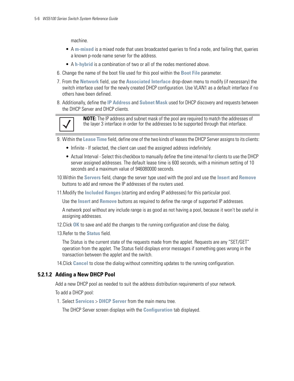 2 adding a new dhcp pool, Adding a new dhcp pool on | Motorola Series Switch WS5100 User Manual | Page 176 / 364