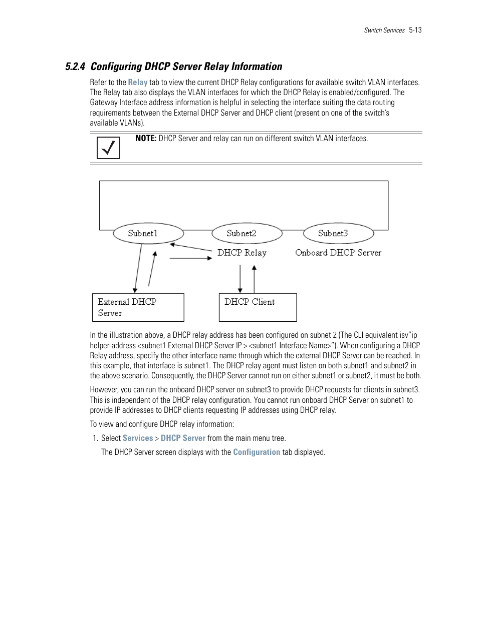 4 configuring dhcp server relay information, 4 configuring dhcp server relay information -13, Configuring dhcp server relay information | Motorola Series Switch WS5100 User Manual | Page 183 / 364