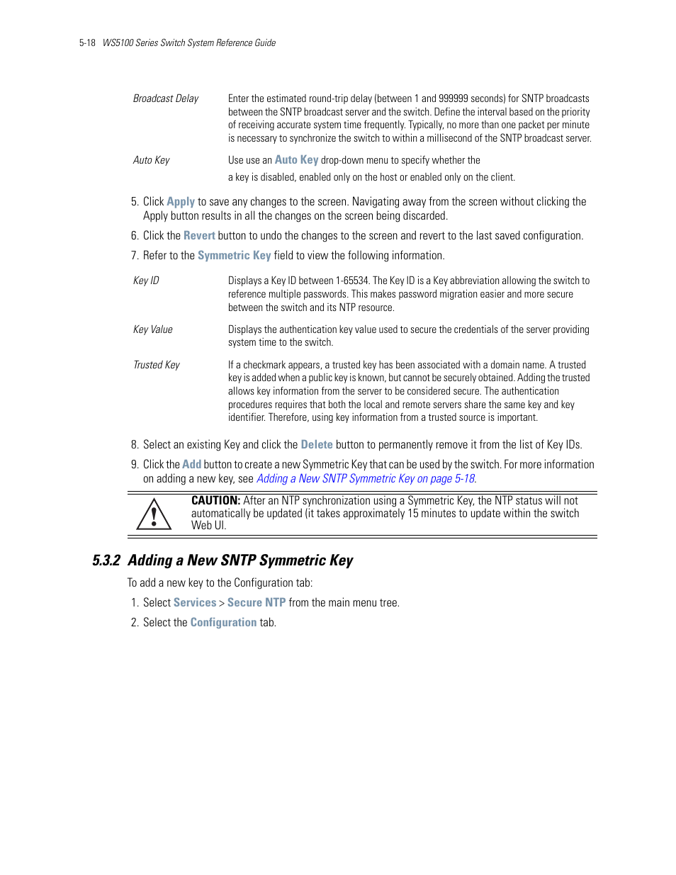 2 adding a new sntp symmetric key, 2 adding a new sntp symmetric key -18 | Motorola Series Switch WS5100 User Manual | Page 188 / 364