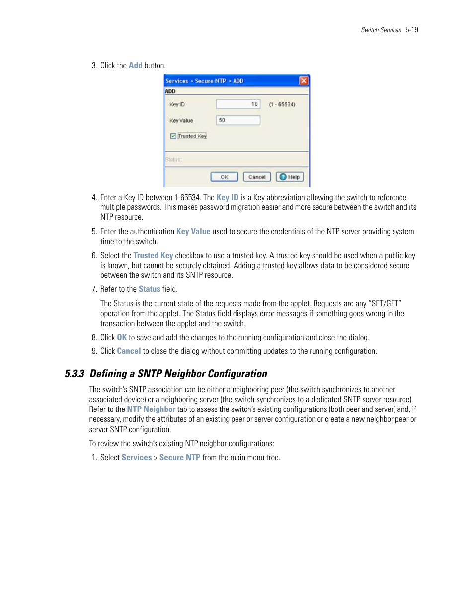 3 defining a sntp neighbor configuration, 3 defining a sntp neighbor configuration -19, Defining a sntp neighbor configuration | Motorola Series Switch WS5100 User Manual | Page 189 / 364