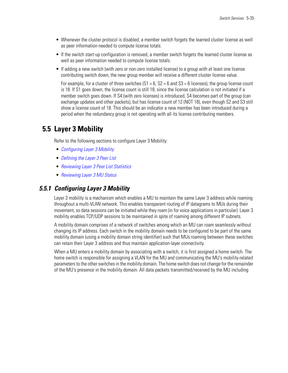 5 layer 3 mobility, 1 configuring layer 3 mobility, 5 layer 3 mobility -35 | 1 configuring layer 3 mobility -35, Layer 3 mobility | Motorola Series Switch WS5100 User Manual | Page 205 / 364