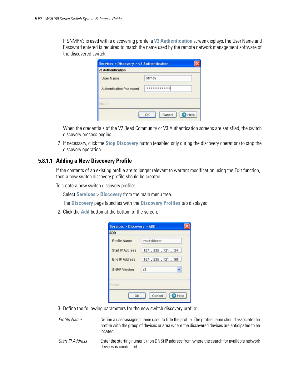 1 adding a new discovery profile | Motorola Series Switch WS5100 User Manual | Page 222 / 364