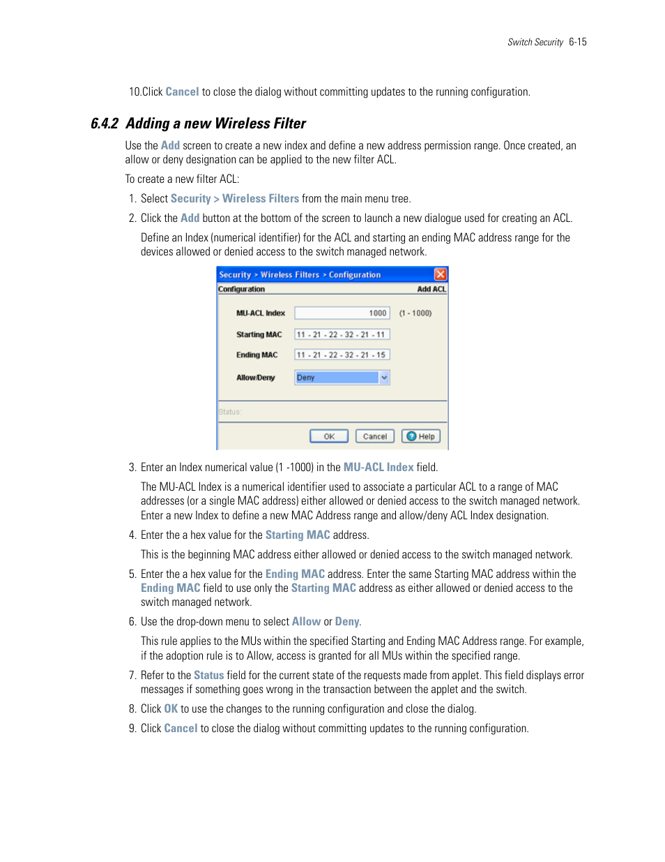 2 adding a new wireless filter, 2 adding a new wireless filter -15, Adding a new wireless filter on | Motorola Series Switch WS5100 User Manual | Page 239 / 364