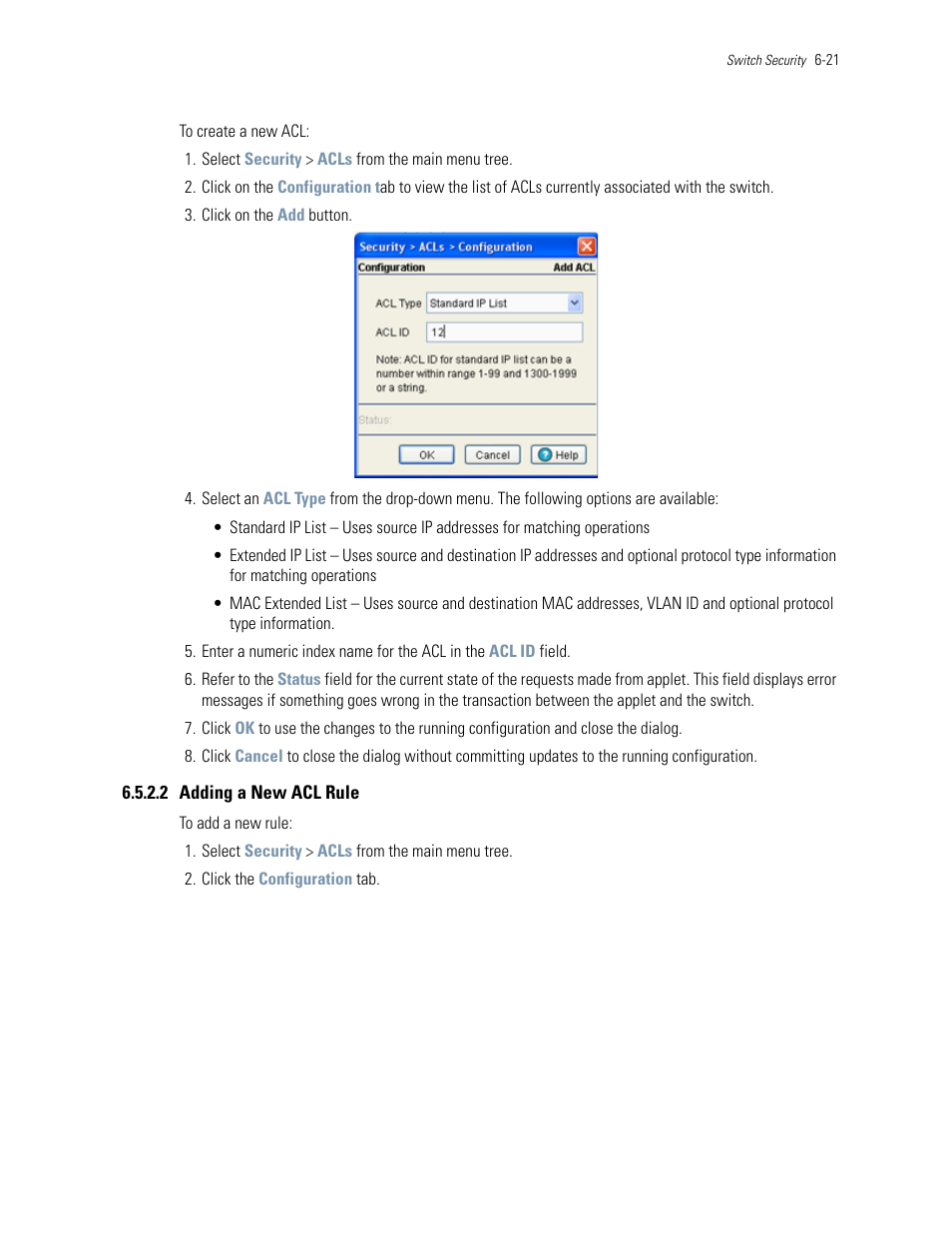 2 adding a new acl rule | Motorola Series Switch WS5100 User Manual | Page 245 / 364