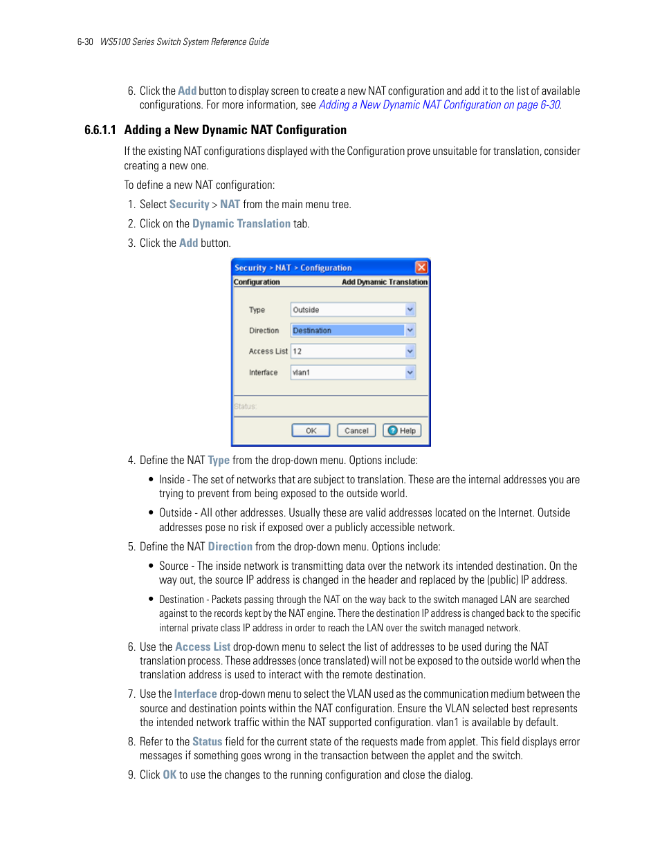 1 adding a new dynamic nat configuration | Motorola Series Switch WS5100 User Manual | Page 254 / 364