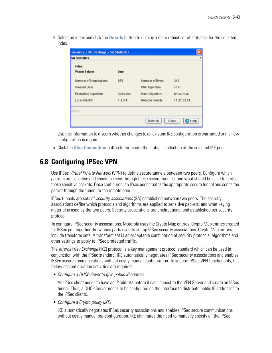 8 configuring ipsec vpn, 8 configuring ipsec vpn -43, Configuring ipsec vpn | Motorola Series Switch WS5100 User Manual | Page 267 / 364