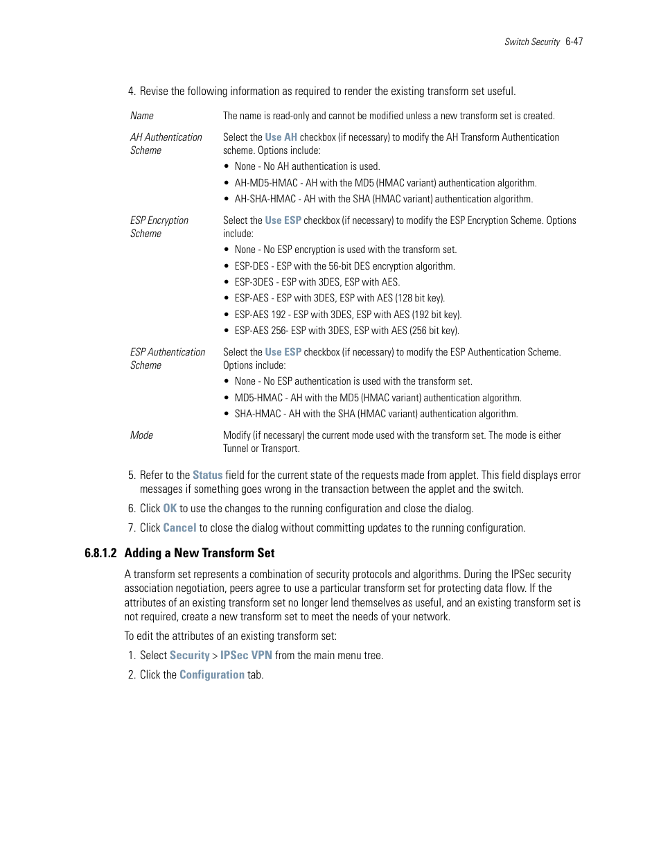 2 adding a new transform set | Motorola Series Switch WS5100 User Manual | Page 271 / 364