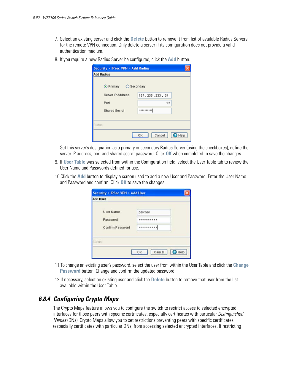 4 configuring crypto maps, 4 configuring crypto maps -52, Configuring crypto maps | Motorola Series Switch WS5100 User Manual | Page 276 / 364