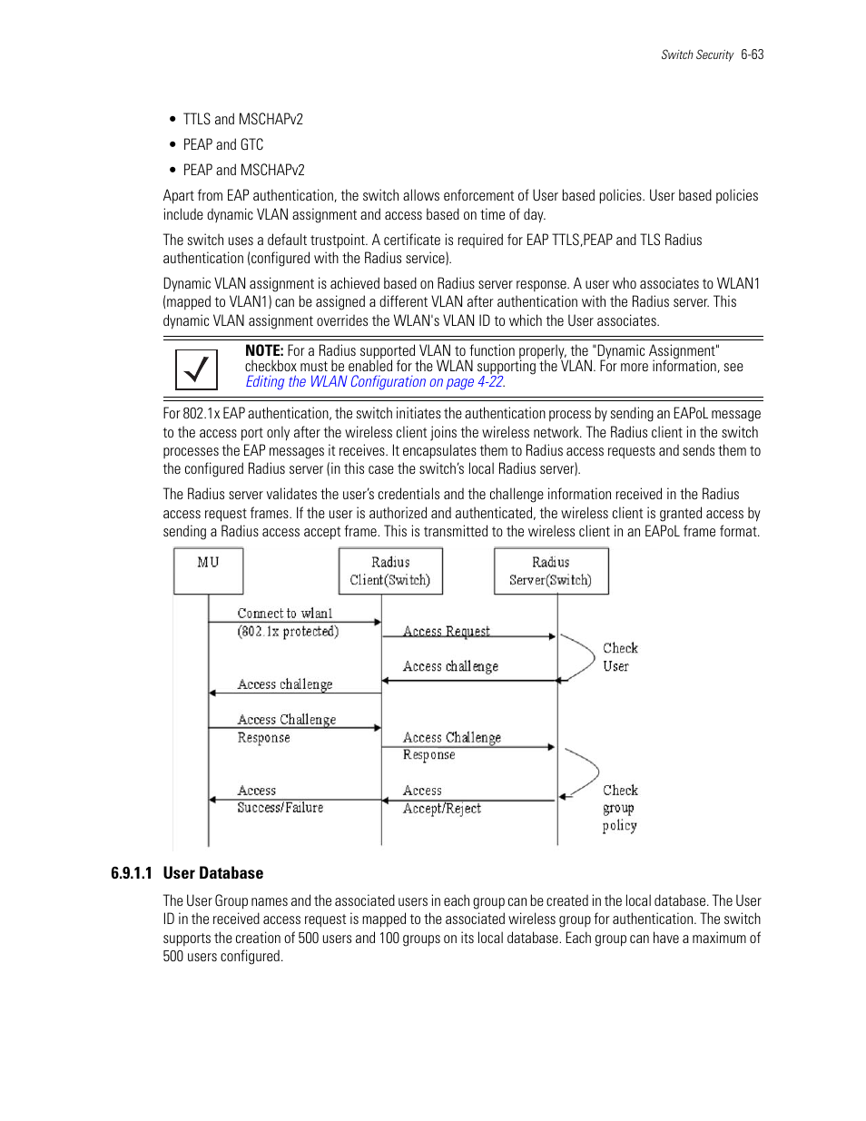 1 user database | Motorola Series Switch WS5100 User Manual | Page 287 / 364