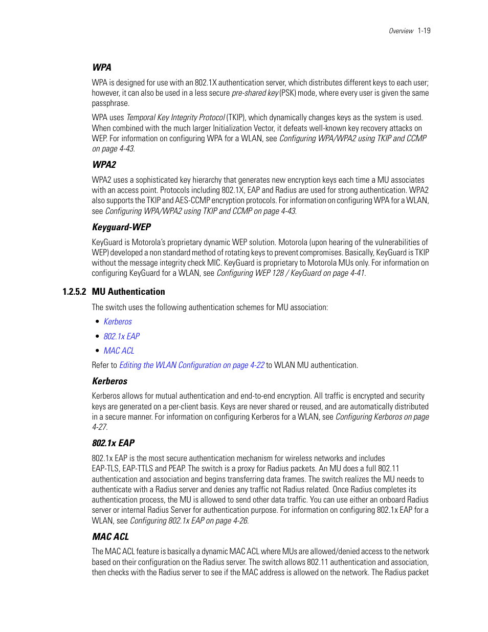 2 mu authentication, Mu authentication, Wpa2 | Keyguard-wep | Motorola Series Switch WS5100 User Manual | Page 29 / 364