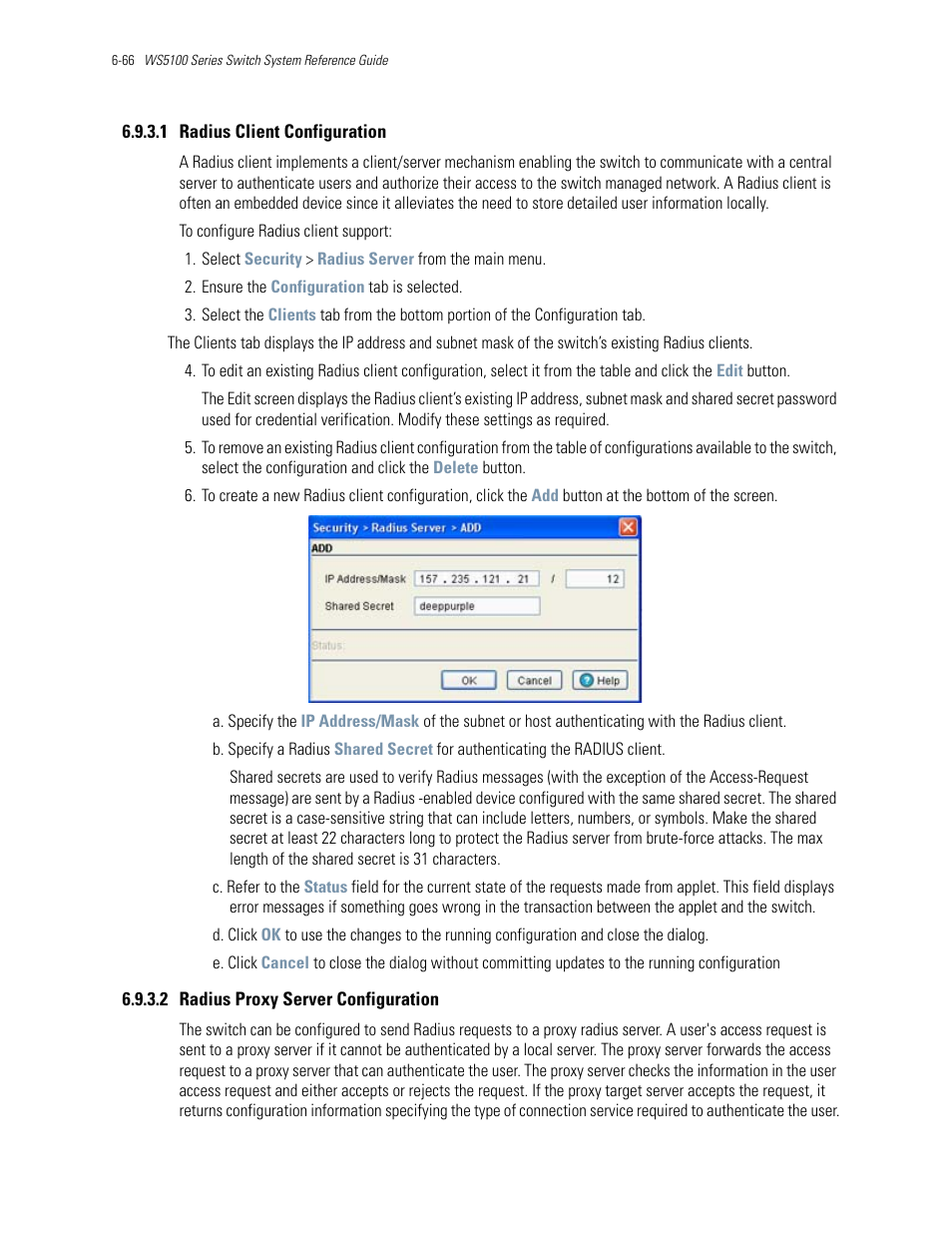 1 radius client configuration, 2 radius proxy server configuration | Motorola Series Switch WS5100 User Manual | Page 290 / 364