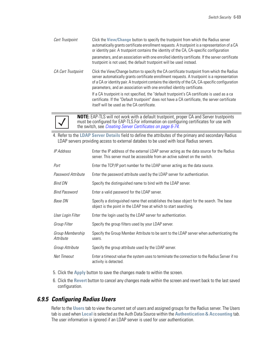 5 configuring radius users, 5 configuring radius users -69, Configuring radius users | Motorola Series Switch WS5100 User Manual | Page 293 / 364