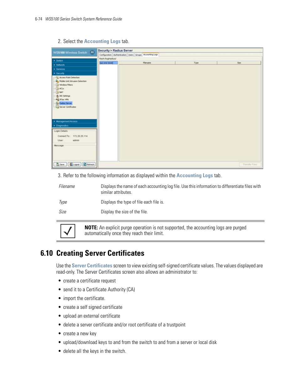 10 creating server certificates, 10 creating server certificates -74, Creating server certificates | Information, see | Motorola Series Switch WS5100 User Manual | Page 298 / 364