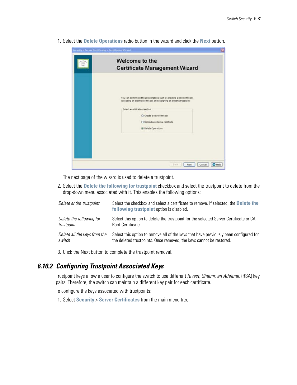 2 configuring trustpoint associated keys, 2 configuring trustpoint associated keys -81 | Motorola Series Switch WS5100 User Manual | Page 305 / 364