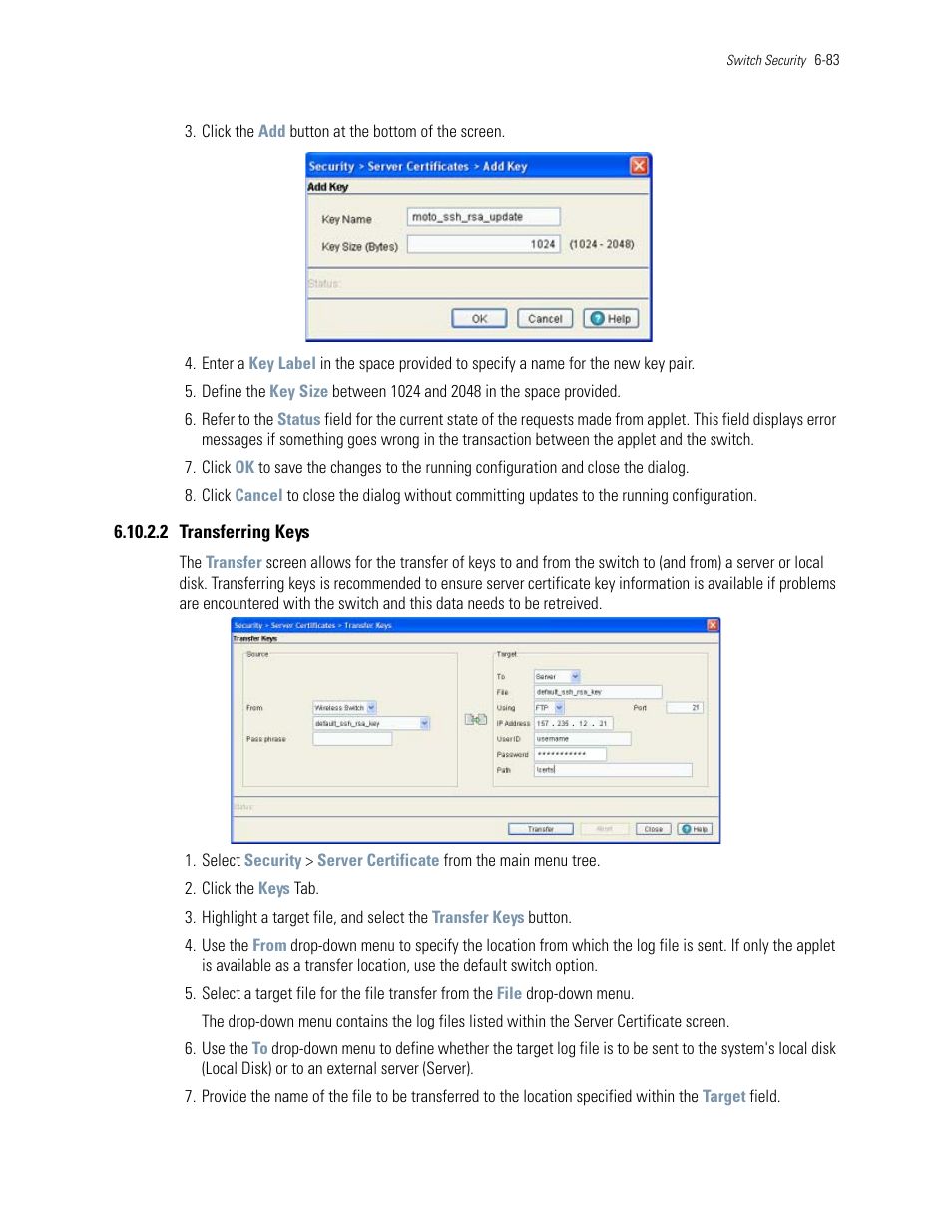 2 transferring keys | Motorola Series Switch WS5100 User Manual | Page 307 / 364